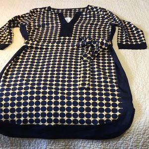 Ann Taylor Fun Navy White Yellow Dress Tunic L